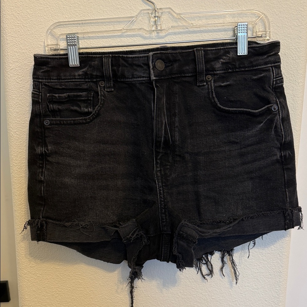 Black Distressed Denim Shorts